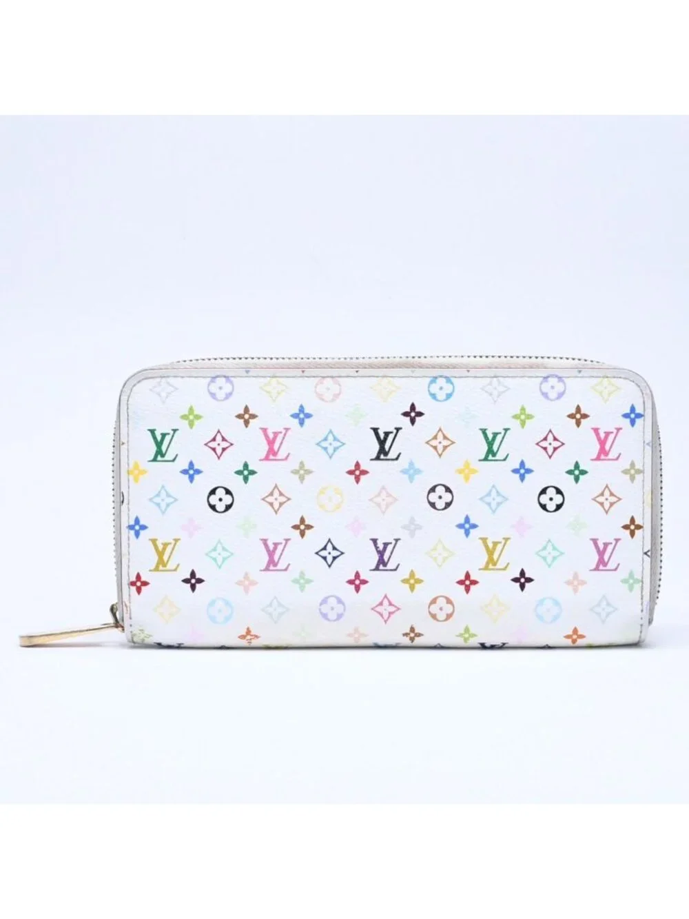 Louis Vuitton Monogram Multicolor Zippy Wallet Takashi Murakami Gold White